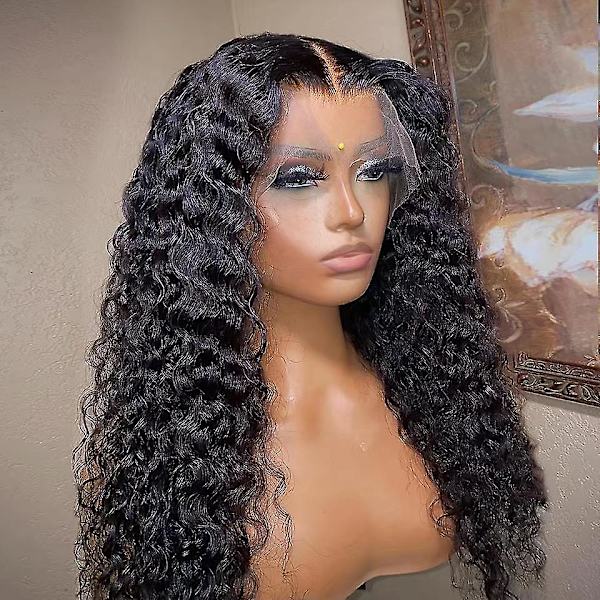 Deep Wave Closure Peruukki Hiukset Pitsi etuperuukit 13x6 Pitsi etuperuukki Esikynitty valkaistu solmu Peruukit 13x4 Deep