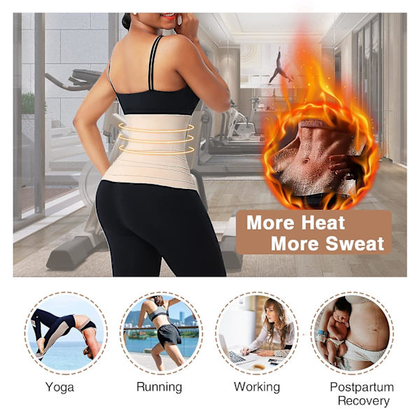 Taljetræner til kvinder Juster din Snatch Bandage Wrap Mavesved Wiast Wraps Taljetrimmer til Gym Sport Beige 5m