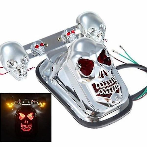 Krom skelet stil modificeret motorcykel led sort kranie baglygte med blinklys motorcykel baglygter plus styring S-yellow