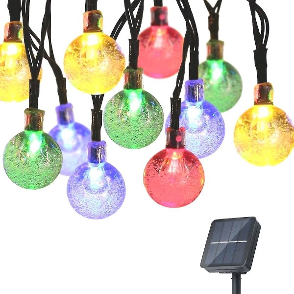 5/6,5/9,5 m krystalkugle Solar String Lights, 20/30/50 Led Solar Patio String Lights, 8 Modes Udendørs Solar Lights Vandtæt til gårdhave gårdhave Have ons RGB colored 9.5m