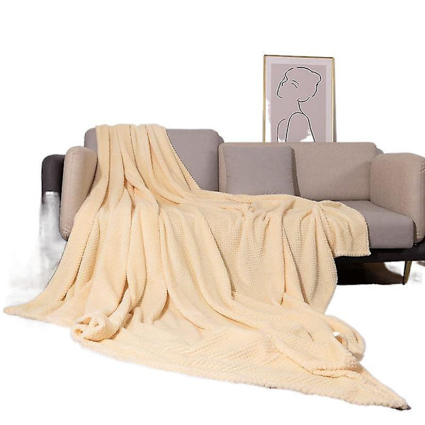 Fortykket ensfarvet ananasgitter Flanelletæppe Coral Velvet Sofatæppe Aircondition tæppe lurtæppe red 100*150cm