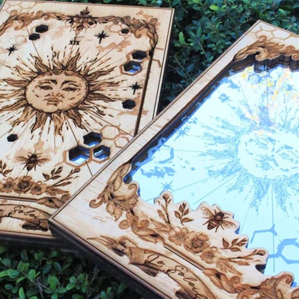 Sun XIX Tarotkort Träspegel Heminredning