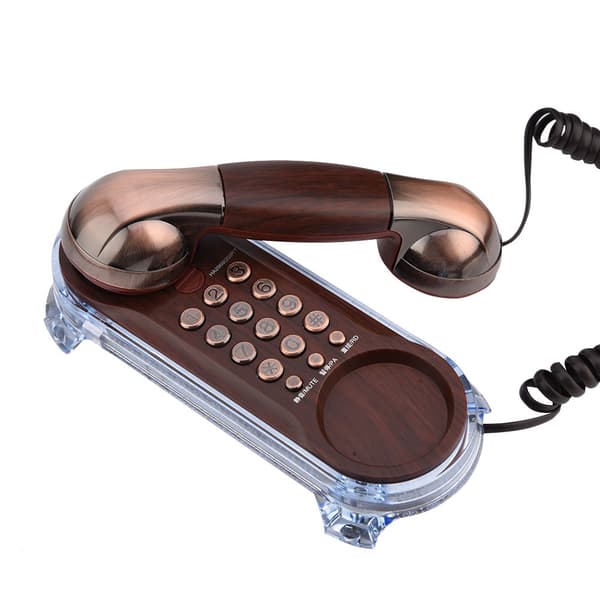 Vintage retro väggmonterad fast telefon - röd koppar
