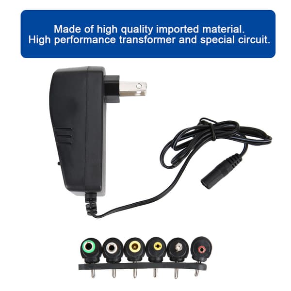 Universal 30W justerbar spænding DC-strømadapter - 100-240V US-stik