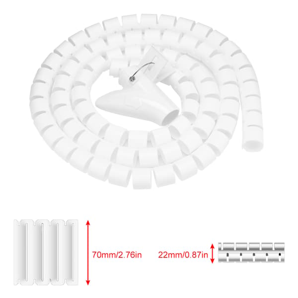 Spiral kabelorganisator - Hvit, 1,5m * 22mm