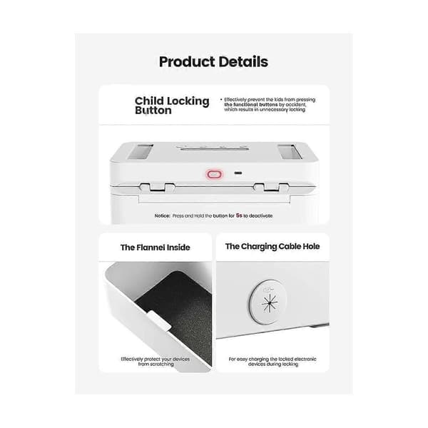 【BQ】Metall tidslåda, tidslåda med barnlås och LED-display, självkontrollerande timerlås för telefon