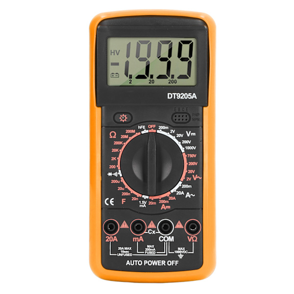 Smart Digital Multimeter LCD-display Multifunktionel Kredsløbsdetektionsmåler Husholdnings Orange