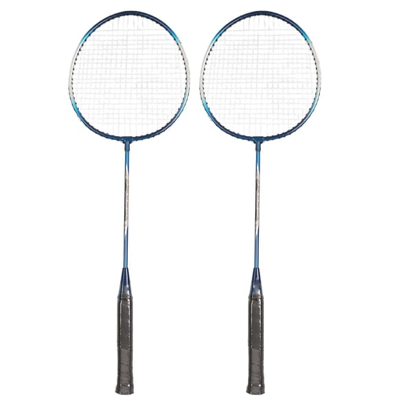 Badmintonracketsett i jernlegering, 2 stk for barn og voksne, blå