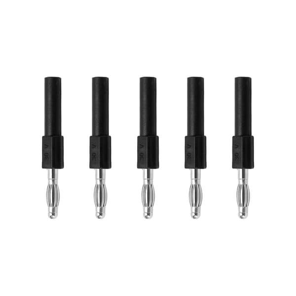 5 stk. 4 mm bananstikadapter, stærk forbindelse, god ledningsevne, 4 mm til 2 mm konvertering, bananstik, sort