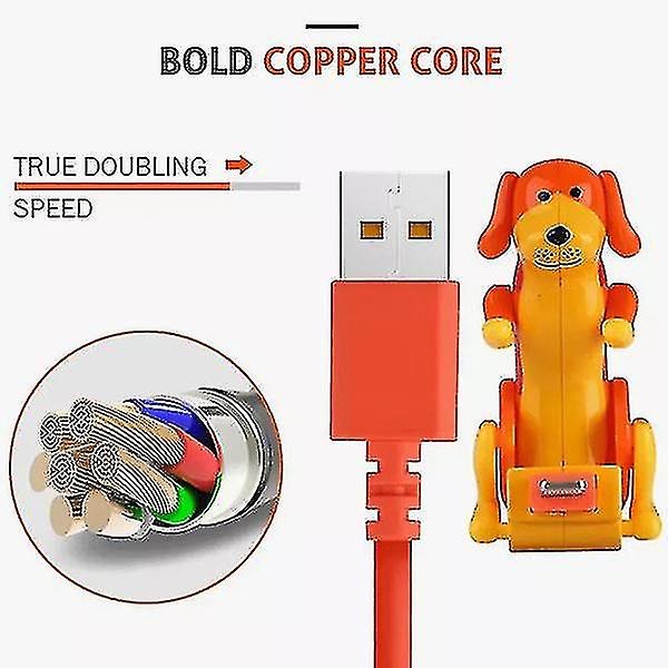 Funny Humping Dog Snabbladdare Kabel Hund Laddningskabel Lämplig för olika modeller av mobiltelefoner Orange Type c 2PCS