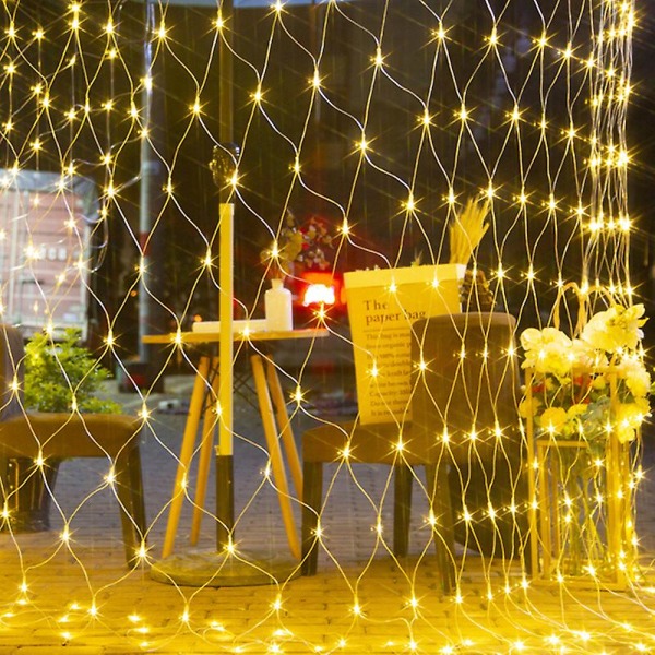 Net Valot Puutarha Mesh Valot 1,5*1,5m 96 Led Fairy Light Net Lights Lämmin valkoinen verkkovalot lomalle European