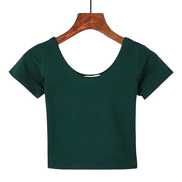 U-hals Sexet Crop Top Dame Kortærmet T-shirt T-shirt Basic Stretch T-shirts Kvinder Harajuku Slank Kvinder Top Til Kvinder Tøj N L