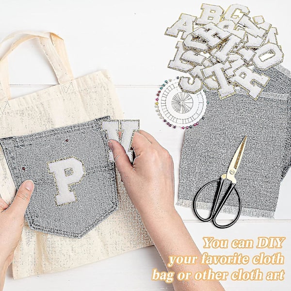 26 Pieces A-z Glitters Patch Iron On Letters Sew On Embroidered Patches Varsity Chenille English Alphabet Patches Applique Adhesive Repair Patches