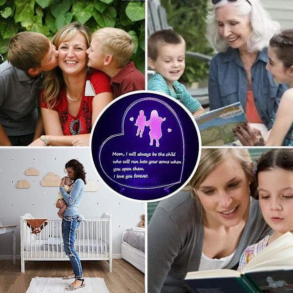 Mors dag presenter från dotter eller son mamma Födelsedagspresenter hjärtformad 3d-lampa