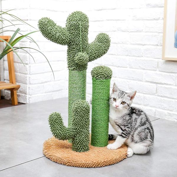 Shxx Cat Scratching Stolpe Cactus Cat Scrapcher med 3 skrapor och interaktiv dinglande boll Pet-a28 Pet-a28