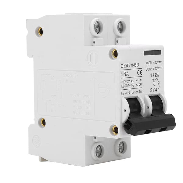 2P Mini DC AC Strømbryter 4000A Brytekapasitet Pa66 Liten Strømbryter 16A 400V