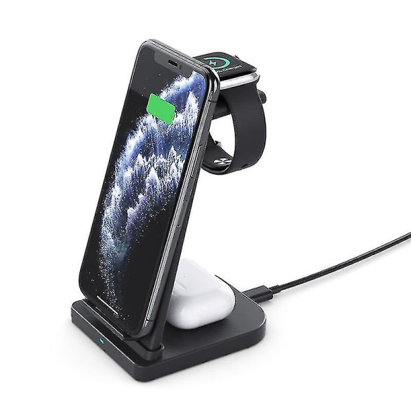 Trådløs oplader Tre-i-en Multifunktions Mobiltelefon Trådløs Hurtigopladning Opladningsstander Til Iphone Watch Headset