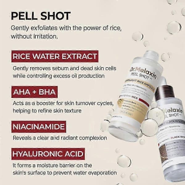 【BQ】PEEL SHOT GLOW EXFOLIANT RICE AMPOULE (HVIT RIS/SVART RIS) White