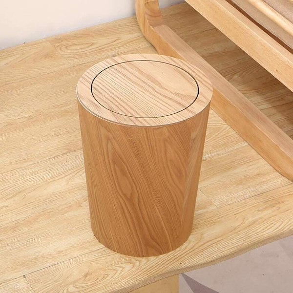 Puinen CAN , jossa kääntökansi, pyöreä keittiön CAN, 19x19x30cm (7x7x12 tuumaa)
