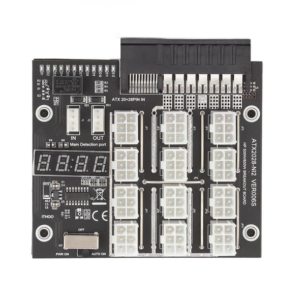12-ports 6-pins LED spenningsdisplay Mining GPU Breakout Board