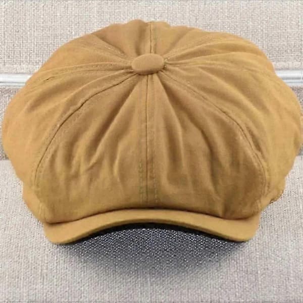 Överdimensionerad bomulls-tidningsboykeps för män - Klassisk Gatsby-stil platt murgrönshatt för golf Khaki 58cm