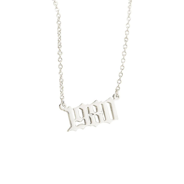 1980-2019 Birth Year Number Charm Pendant Stainless Steel Chain Necklace Jewelry Silver 1991