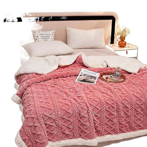 Høst og vinter melkefløyel taft pledd pledd lur Tykket varm ensfarget dobbeltsidig fleece pledd gave rose powder 150x200cm