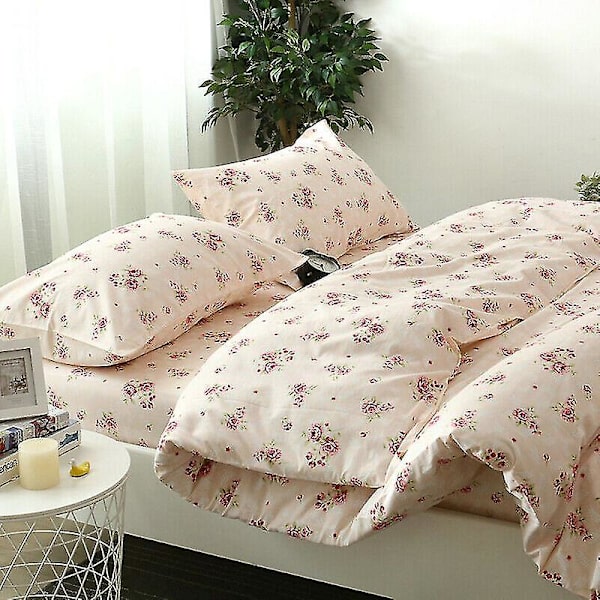 Bomull Sängkläder Set Örngott Lakan Påslakan Quilt Cover Blommig lantlig stil 230X230cm(sheet)
