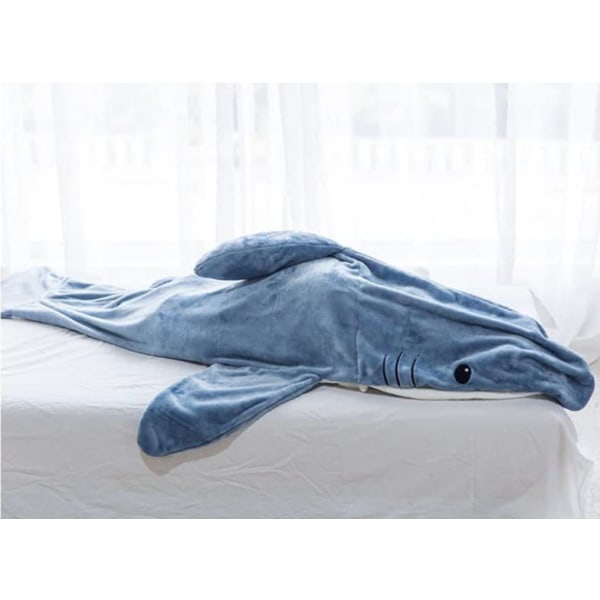 Shark Blanket Hoodie Vuxen, Shark Blanket Cozy Flanell Hoodie blå L/170*70