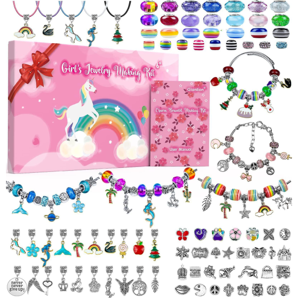 Söt rosa lila blå färg presentförpackning DIY barns Unicorn set 129pcs set