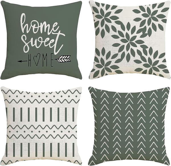 Putetrekk 45x45 cm Sett med 4, Moderne Sofaputer, Dekorative Utendørs Linputetrekk for Sofa Seng Bil