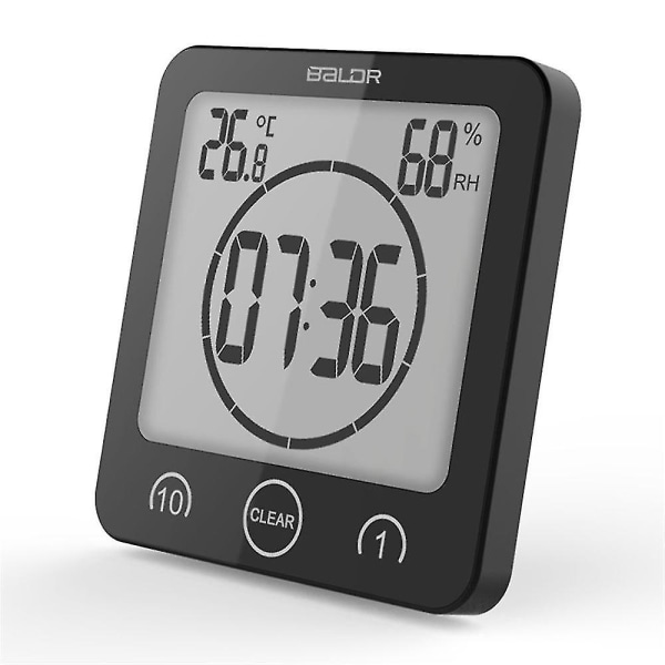 Badeværelsesur, Bruser Timer Alarm Digitale Ure, Badeværelse Vandtæt Køkken Timer Ure Med Termometer Hygrometer Til Brusebad Madlavning Makeup