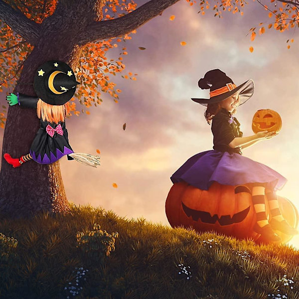 Halloween Crash On Tree Decoration, Witch Crash In Tree Halloween Decoration, Crush Witch Props Outd