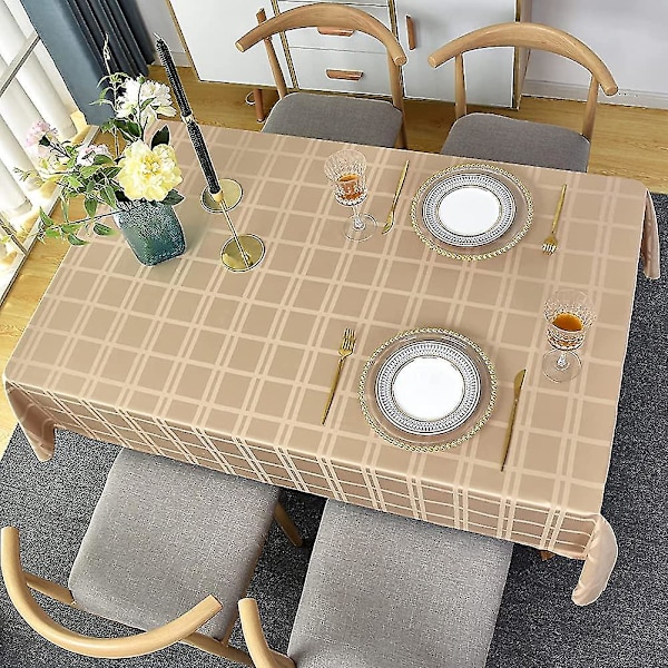 Rektangulär bordsduk Pläd stil polyester bordsduk Spillsäker Skrynkla
