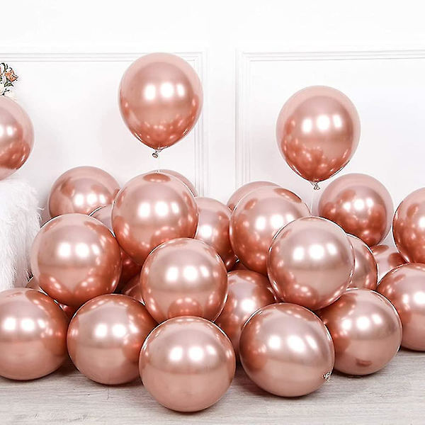 50 stykker rosa guld ballon, 10 tommer metallisk rosa guld ballon til fest Rose