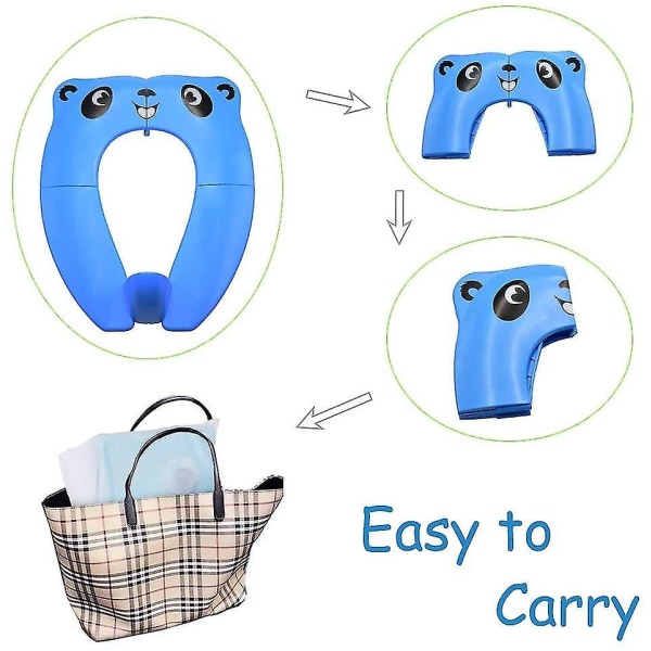 Bärbart set med bärväska och 10-pack engångsöverdrag för toalettsitsar panda blue