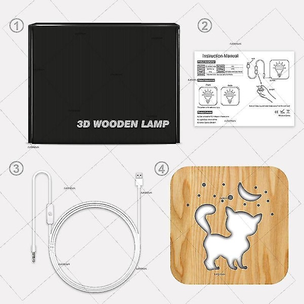 Led Carving USB Kitten Mönster T1882w