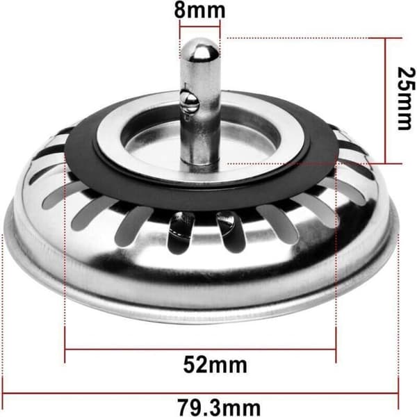 Vasksi i rustfrit stål - 2-pak - 80 mm - Rustfrit stål - Hvid - Beskytter mod tilstopning