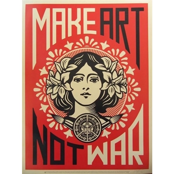 Make Art Not War Art Poster Print Library Images 18x24in Red