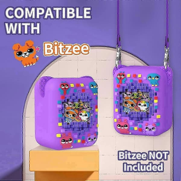 Bitzee Interactive Digital Pet Silicone Case med Snodd - Skyddande fodral för virtuella elektroniska husdjurstillbehör Purple