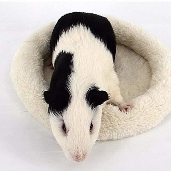 Blød, behagelig rund varm fleece-hamsterseng Sovemåtte til rotte, pindsvin, egern, marsvin, små dyr white