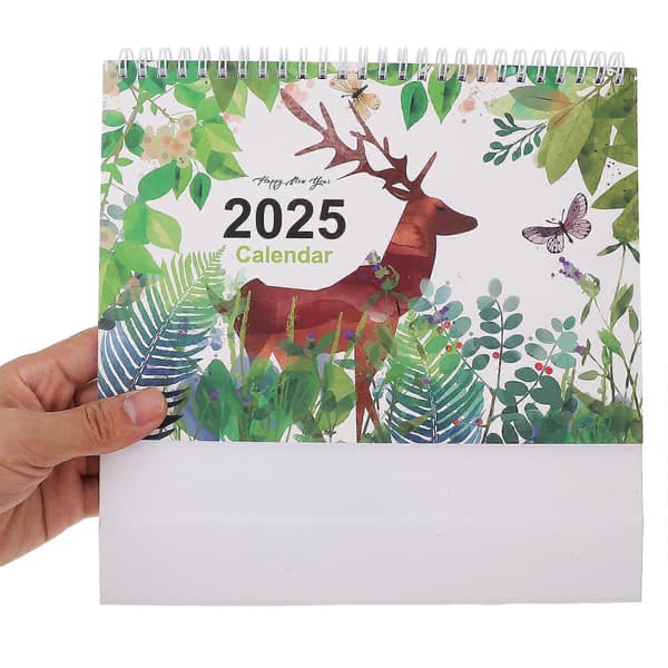 Fritstående skrivebordskalender 3 dele til månedlig organisering år 2025