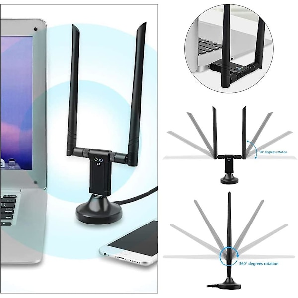 Wifi Dual Band Antenne 1200mbps Wifi Adapter Usb Til Pc Laptop Univeral