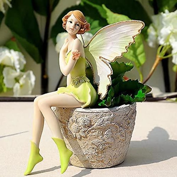 Sittende Fairy Statue Musikk Fairy Angel Hage Skulptur Dekorasjon Creatives Resin Crafts For Home