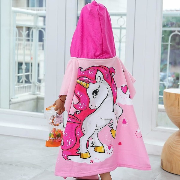 Poncho hættehåndklæder til børn, udsøgt mønster strandbadehåndklæder med hætte til drenge piger børn Unicorn