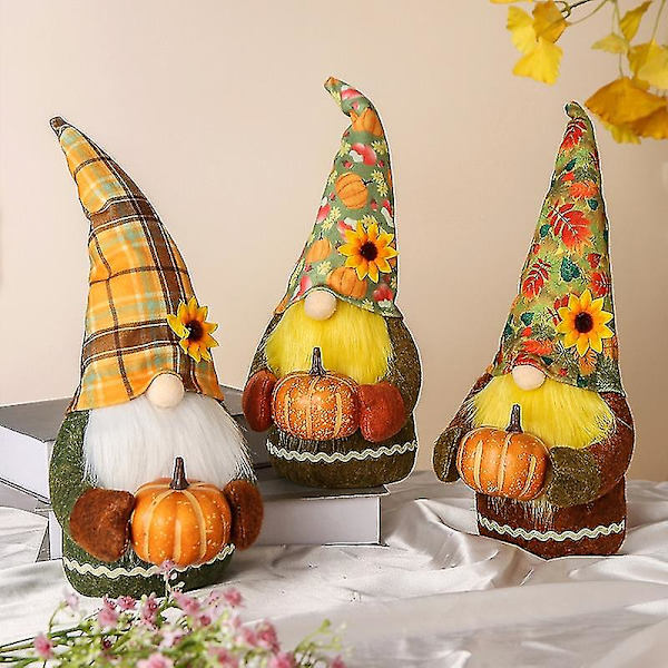 Ansiktslös docka Bedårande bekväm att hålla i tyg pumpa prydnad Gnome plysch docka för barn Yellow
