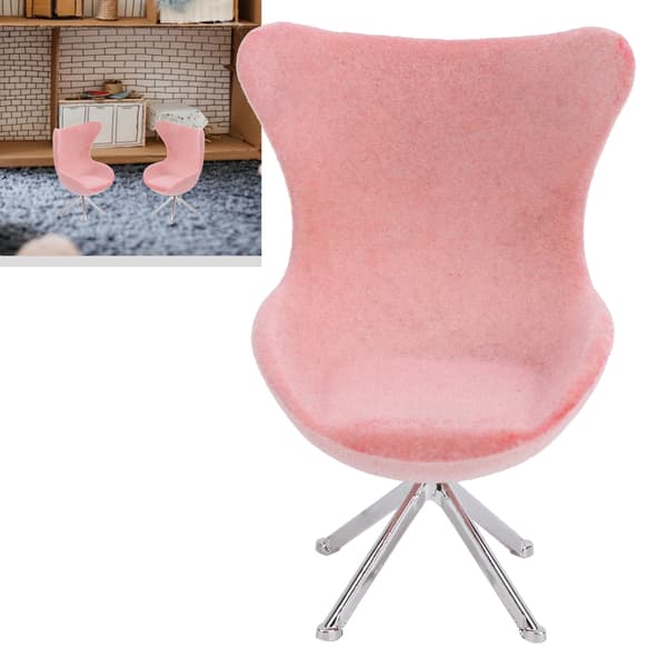 Miniature Pink Flocked Sofa 1:12 Dukkehus Møbel Model Dekoration