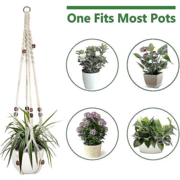 Macrame växthängare med krokar, hängande set inomhus utomhus 3 pack