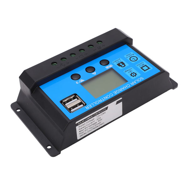 PWM Solar Panel Controller 30A 12V 24V LCD Display Smart Charge Discharge til LED Gadelys