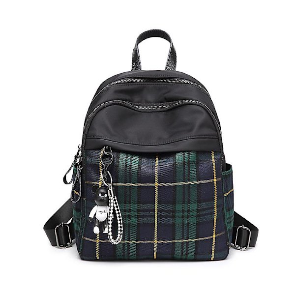Skolryggsäck för flicka Studentbokväskor Tonåring Rutig Skolväska Liten Kawaii Ryggsäckar Dam Söt Ryggväska Vattentät Canvas Green Plaid